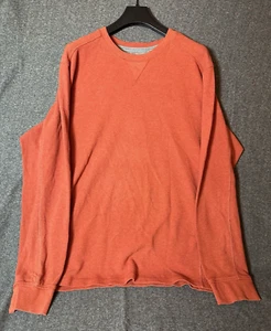 Eddie Bauer Sweater Mens 2XL Orange Cotton Thermal Long Sleeve Crew Neck Logo - Picture 1 of 8