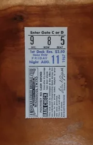 Dean Chance Career Strikeout #1,000 Ticket Stub 1967 Twins/ Angels 1964 Cy Young - Picture 1 of 8