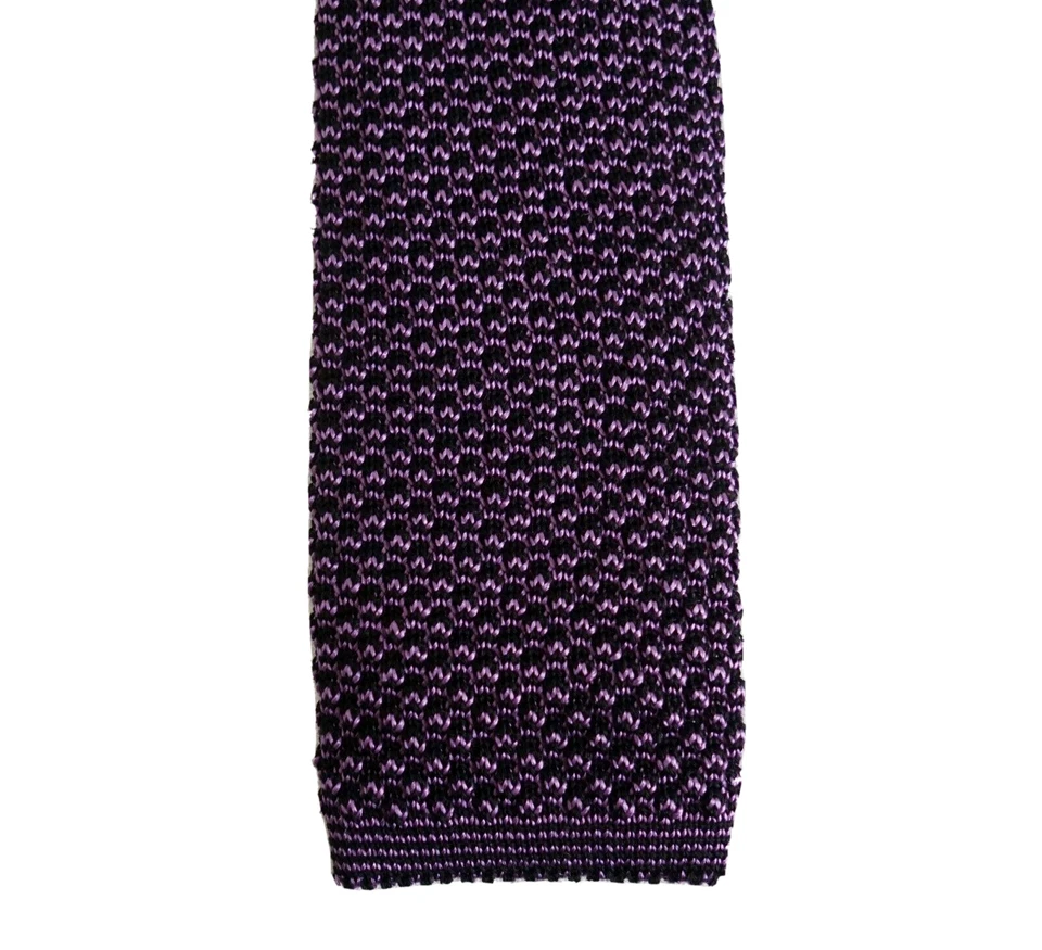 NWT Authentic TOM FORD Purple Black WOOL SILK KNIT Skinny Tie  - Image 1 of 4