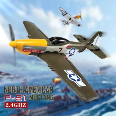 RC Plane P51 Mustang Plane 2.4G Radio 4CH 6 Axis RTF Remote Control Fighter Toys - Image 1 of 4