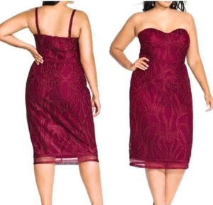 City Chic Small Burgundy Plus Size 16 Antonio - Picture 1 of 2