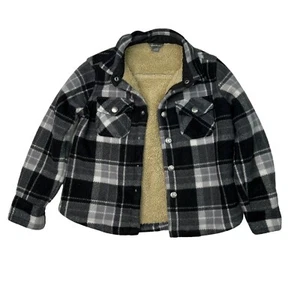 Eddie Bauer Boys Extra Soft Sherpa Lined Snap Front Plaid Shirt Jacket FLAW 4/5 - Picture 1 of 6