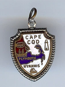 VINTAGE STERLINGSILBER WEISS BLAU ROT EMAILLE CAPE COD CHARM - Bild 1 von 2