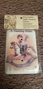 Decorative Light Switch Covers metal A dashing Rider . Boy on rocking horse - Picture 1 of 2