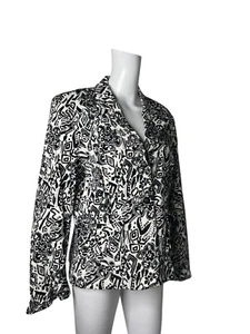 Unbranded Blazer Jacket Size Small 10-12 Womens Vintage Black & White Floral - Picture 1 of 9