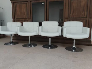Weißer Sessel mit Arm- und Rückenlehne Cocktailsessel Drehbar Clubsessel Stuhl - Bild 1 von 6