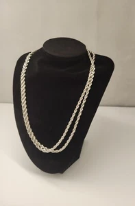 Silver Tone Rope Chain Necklace 3.3mm Width 35" Vtg Layer Fashion Necklace - Picture 1 of 10