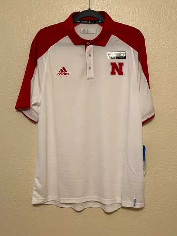 Adidas Nebraska Cornhuskers MV Coaches Polo Shirt, size Large, Climalite Cover