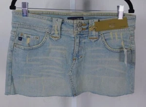 Refuge Womens Light Wash Distressed Denim Mini Skirt NWT Frayed Hem Size S - Picture 1 of 11
