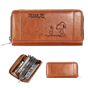 Cartera Larga Peanuts Snoopy Cremallera Alrededor Color Castaño Marrón Cuero Sintético Nueva - Imagen 1 de 8