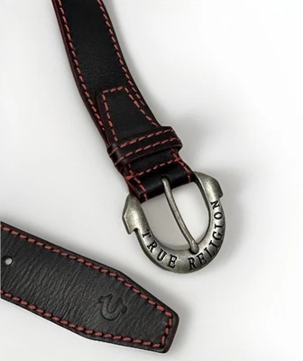 True Religion мужчин женщин ремень подкова пряжка черный/красный размер 28 новый - Изображение 1 из 4