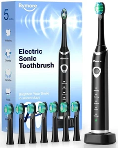 Bymore Electric Toothbrush for Adults,Travel Sonic Toothbrush with 7 Replacement - Picture 1 of 9