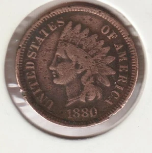 1880 Native American Indian Head Penny US Coin Collection Cent - 145 Year's Old! - Picture 1 of 2