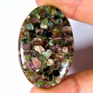 47.30Cts.Natural Multi Copper Tourmaline Oval Cabochon 27x40x5mm Loose Gemstone - Imagen 1 de 5
