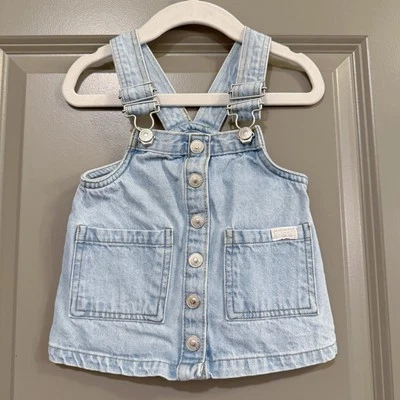 7 For All Mankind 婴儿牛仔整体套衫连衣裙 12 个月浅水洗 — 第 1/4 张图片