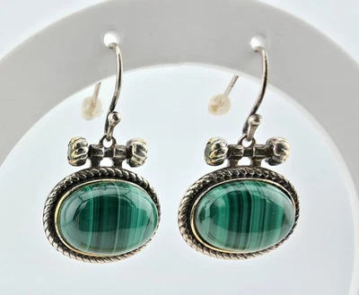 Ohrringe Silber 925 mit Malachit und Peridot Akzenten - Bild 1 von 4