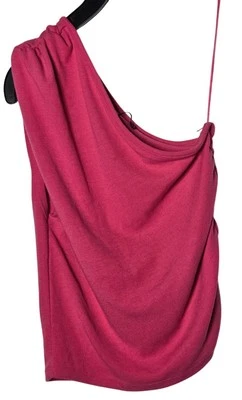 Тишина + шум женщин розовый одно плечо собранными в Рюш Майка размер средний Y2K лето - Изображение 1 из 4