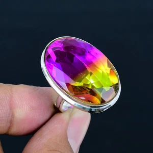 Ametrine Oval Gemstone Handmade Gift 925 Sterling Silver Adjustable Ring VJ 1203 - Picture 1 of 5