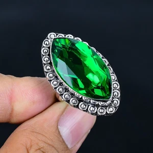 Green Tourmaline Gemstone 925 Sterling Silver Adjustable Jewelry Ring VJ 1325 - Picture 1 of 5