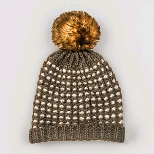 Gorro Fratelli Talli Hecho en Italia | Mezcla de Lana de Alpaca | Tejido Gris con Marrón - Imagen 1 de 3