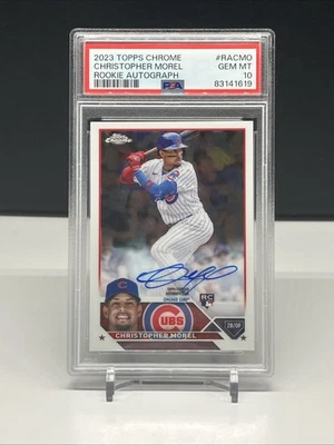 2023 Topps Chrome Christopher Morel RC On Card Auto Cubs PSA 10 Gem Mint - Image 1 of 2
