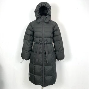 Cop.Copine Women’s Long Puffer Coat Gray Hooded Down Jacket FR 42 M Warm Winter - Picture 1 of 14