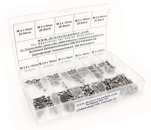Sortiment Zylinderschrauben DIN 912 (Edelstahl A2, Innensechskant, 200 Schrauben - Bild 1 von 3