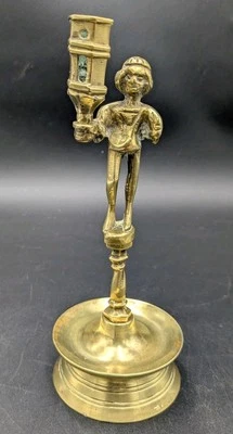 Superbe bougeoir ancien style Haute Époque Renaissance en bronze doré - Photo 1/4