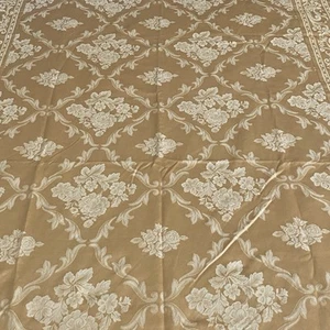 Gold Jacquard Reversible Tablecloth Floral 57" x112 " Buffet Party ~ Excellent - Picture 1 of 9