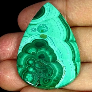 68.00Cts. Royal Natural Green Malachite Pear Cabochon Gemstone 30X44X4MM - Picture 1 of 4