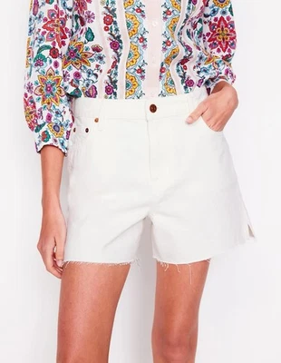 Pantalones Cortos Boden Blancos Denim Corte Dobladillo Lateral Dividido Talla 2 NUEVO SIN ETIQUETAS Foto 1 de 4