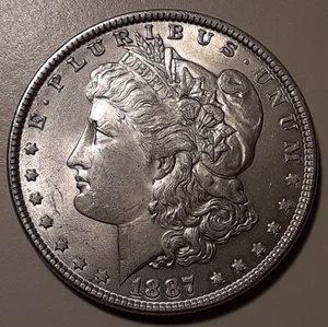 1887 Morgan Silver Dollar Philadelphia Mint US $1 coin 90% silver #5y-13007/PrRm - Picture 1 of 4