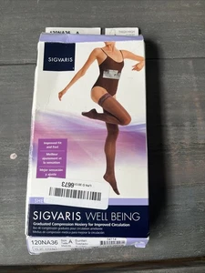 SIGVARIS Women's Sheer Fashion Thigh Highs 15-20 (Suntan) Size A - Open Box - Picture 1 of 6