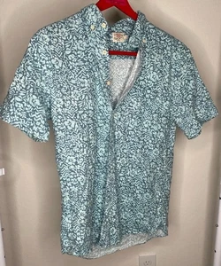Camicia movimento Faherty piccola blu floreale casual con bottoni manica corta uomo - Foto 1 di 7