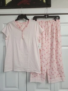 NWT Croft & Barrow Women's Sleep Lounge PJ Size- M 2 Piece Pants Set Pink - Picture 1 of 6