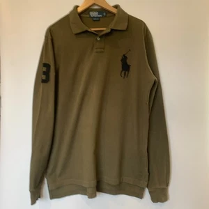 Vintage Polo Ralph Lauren Shirt Mens Large #3 Green Big Pony Long Sleeved TShirt - Picture 1 of 14