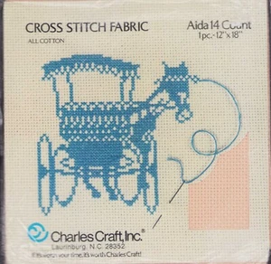 Cross Stitch fabric 14 ct Aida Peach 12x18" oop Sealed Vintage - Picture 1 of 2