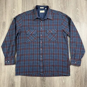 Camisa De Colección Back Packer Franela Botón Para Hombre L Azul Forrado Yugo Manga Larga - Imagen 1 de 8