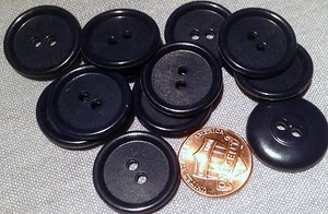 12 Very Dark Navy Blue Plastic Sew-through Buttons 13/16" 21mm 7578 - Picture 1 of 1