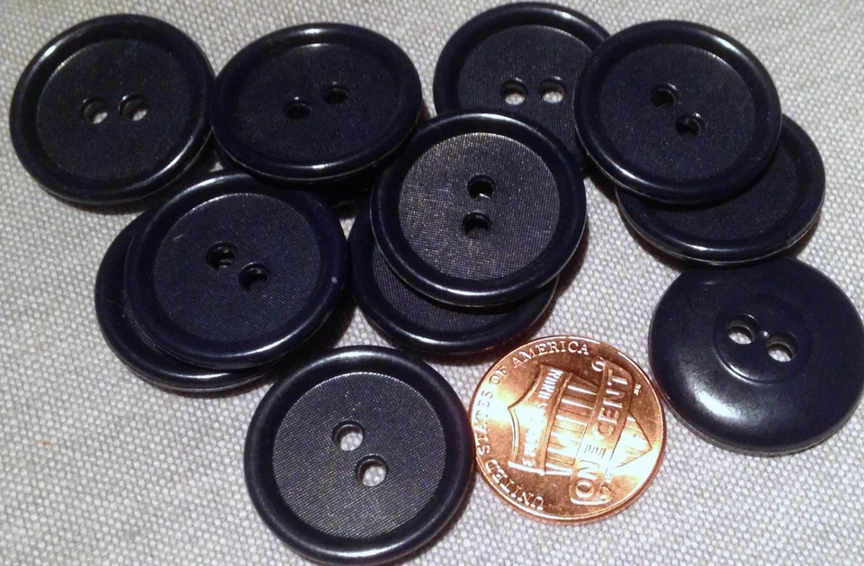 12 Very Dark Navy Blue Plastic Sew-through Buttons 13/16" 21mm 7578 - Image 1 of 1