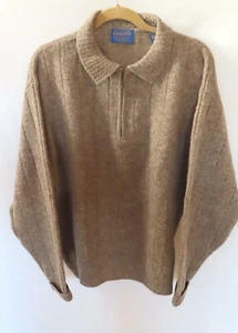 PENDLETON SUÉTER HOMBRE MARRÓN CABLE TEJIDO 1/4 CREMALLERA 100% LANA TALLA L - Imagen 1 de 3