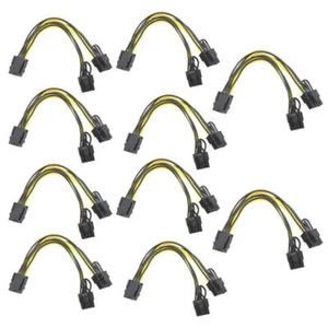 10 Pcs PCIE 6 pin Female to Dual PCI-E 8 pin (6+2) Male GPU Power Cable Splitter - Picture 1 of 8