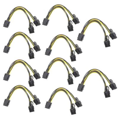 10 Pcs PCI-E 6 pin Female to Dual PCI-E 8pin (6+2) Male GPU Power Cable Splitter - Image 1 of 4