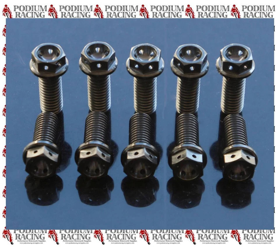 RACE DRILLED DUCATI BLACK TITANIUM FRONT DISC BOLTS (SET OF 10)  DIAVEL - Image 1 of 1
