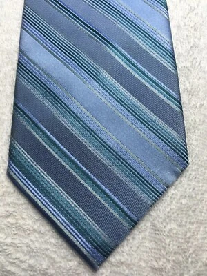 FERRAR MENS TIE BLUE GREEN GRAY STRIPES 3.75 X 59 - Image 1 of 4