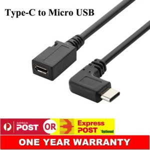 USB Type-C Male to Micro USB Female Adapter Converter Cable Angle Straight Plug - Picture 1 of 12