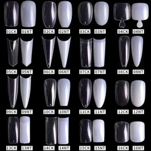 100X Fake Nail Transparent French Nail Tips Water Drop Full/Half Coverage Nail ↷ - Picture 1 of 43