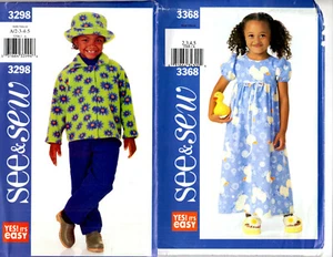 2 Butterick 3298 3368 Girls Jacket Hat Pants Empire Dress or Gown Patterns 2-5 - Picture 1 of 2