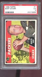 1968 Topps #1 Bart Starr PSA 3 Graded Football Card NFL Green Bay Packers