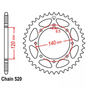 RK 44T Rear Sprocket for Kawasaki KLR650/KL650 2008-2009 - Picture 1 of 2